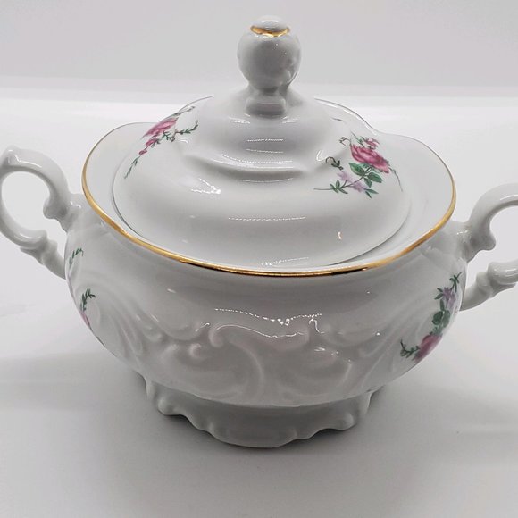 Vintage China Royal Kent Collection Poland Bavarian Rose Sugar Bowl & Creamer - Picture 5 of 13